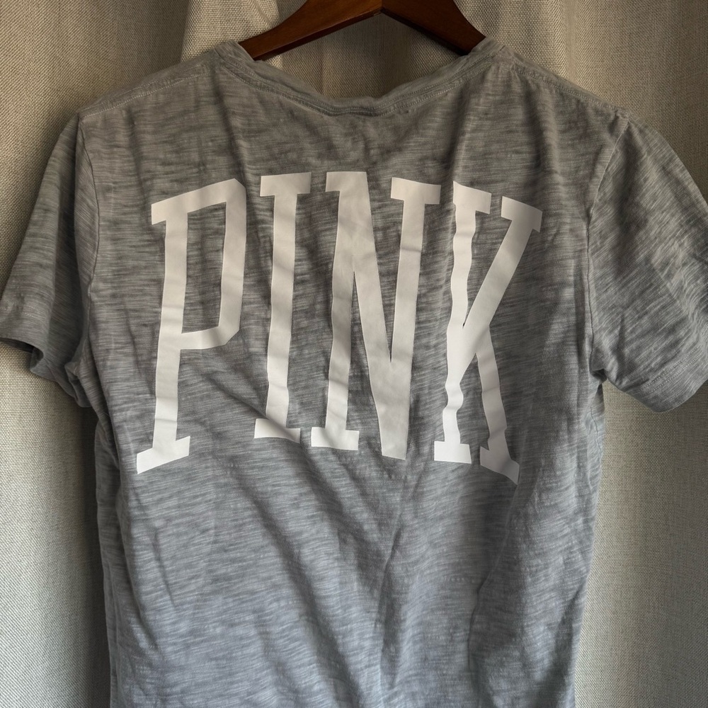 Victoria's Secret PINK Short Sleeve Slub Pocket Tee in Light Gray Size XS - Picture 6 of 6